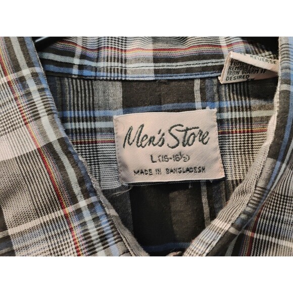 Vintage Men's Store Plaid Button Down Long Sleeve Shirt Large 16-16 1/2 - Picture 6 of 8